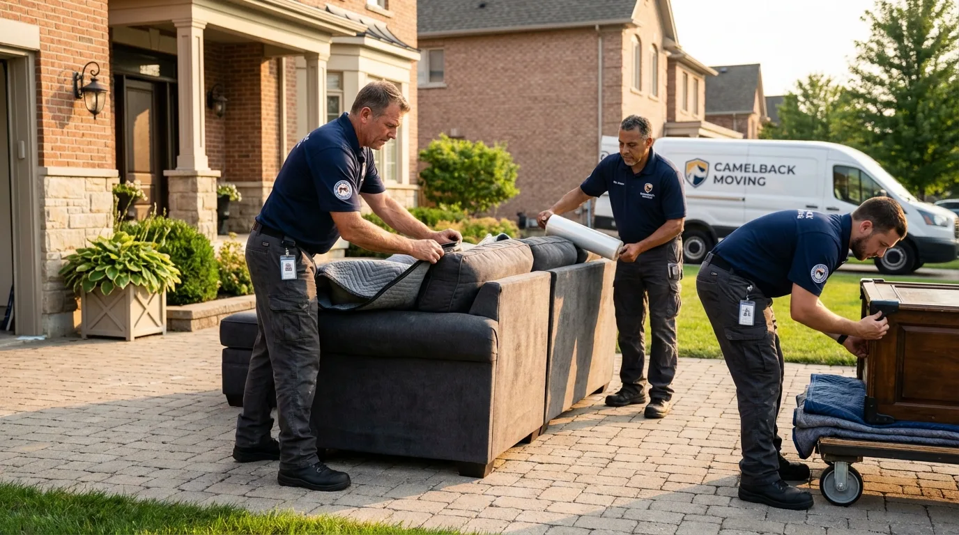 Large estate moving crew wrapping furniture in Sinton, TX